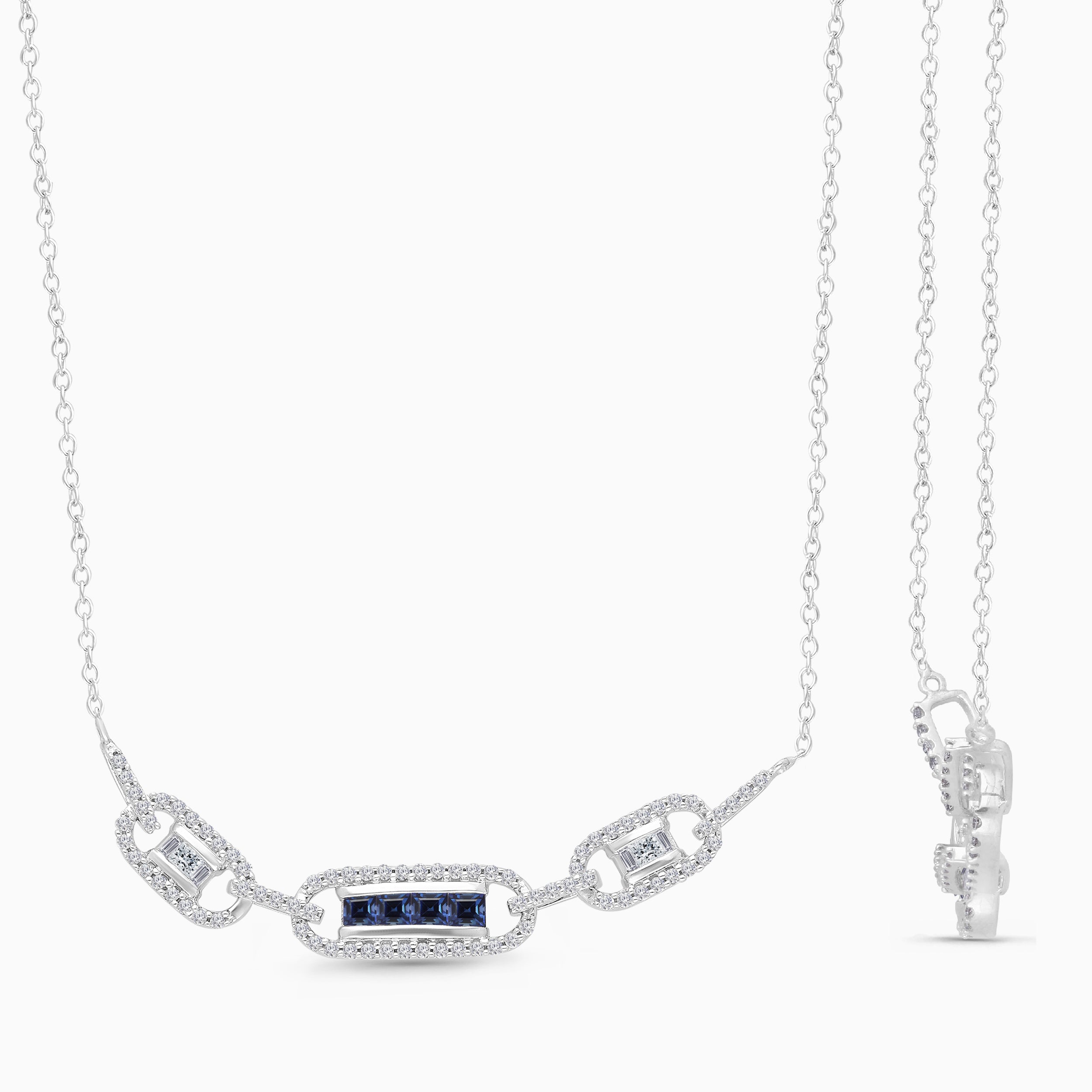 Sapphire and Diamond Link Necklace