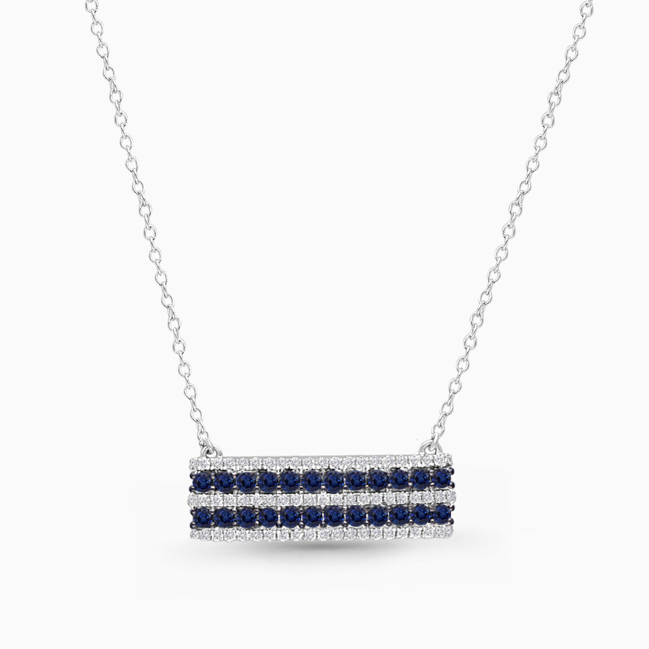 Dual Row Sapphire & Diamond Pendant
