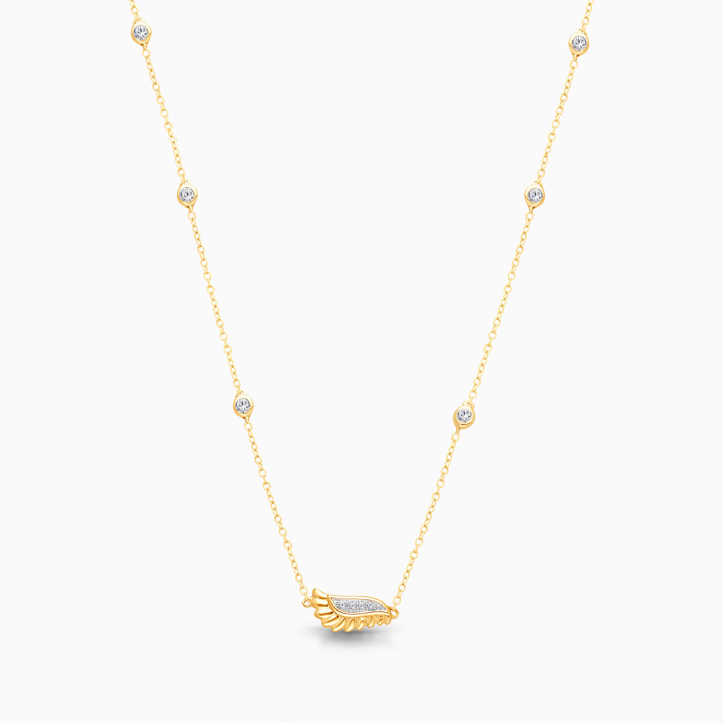 Gold Griffiness Diamond Station Winged Pendant