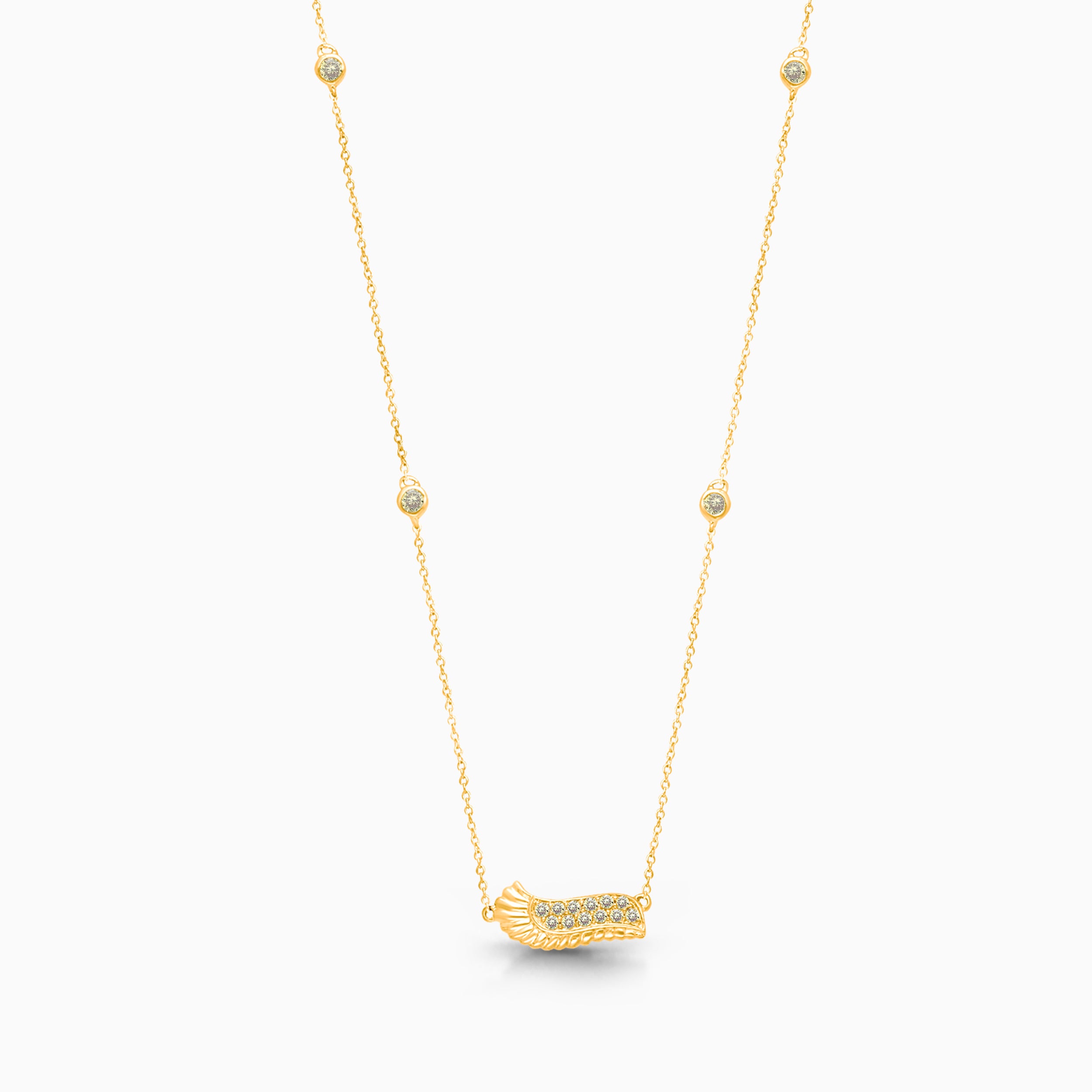 Yellow Diamond Winged Station Necklace