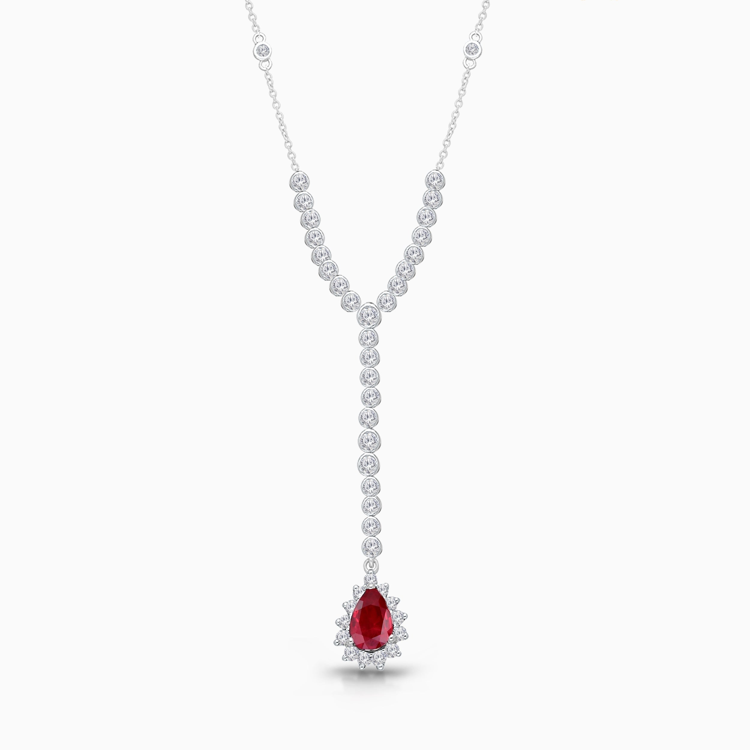 Pear Ruby & Diamond Lariat
