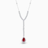 Pear Ruby & Diamond Lariat