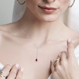 Pear Ruby & Diamond Lariat