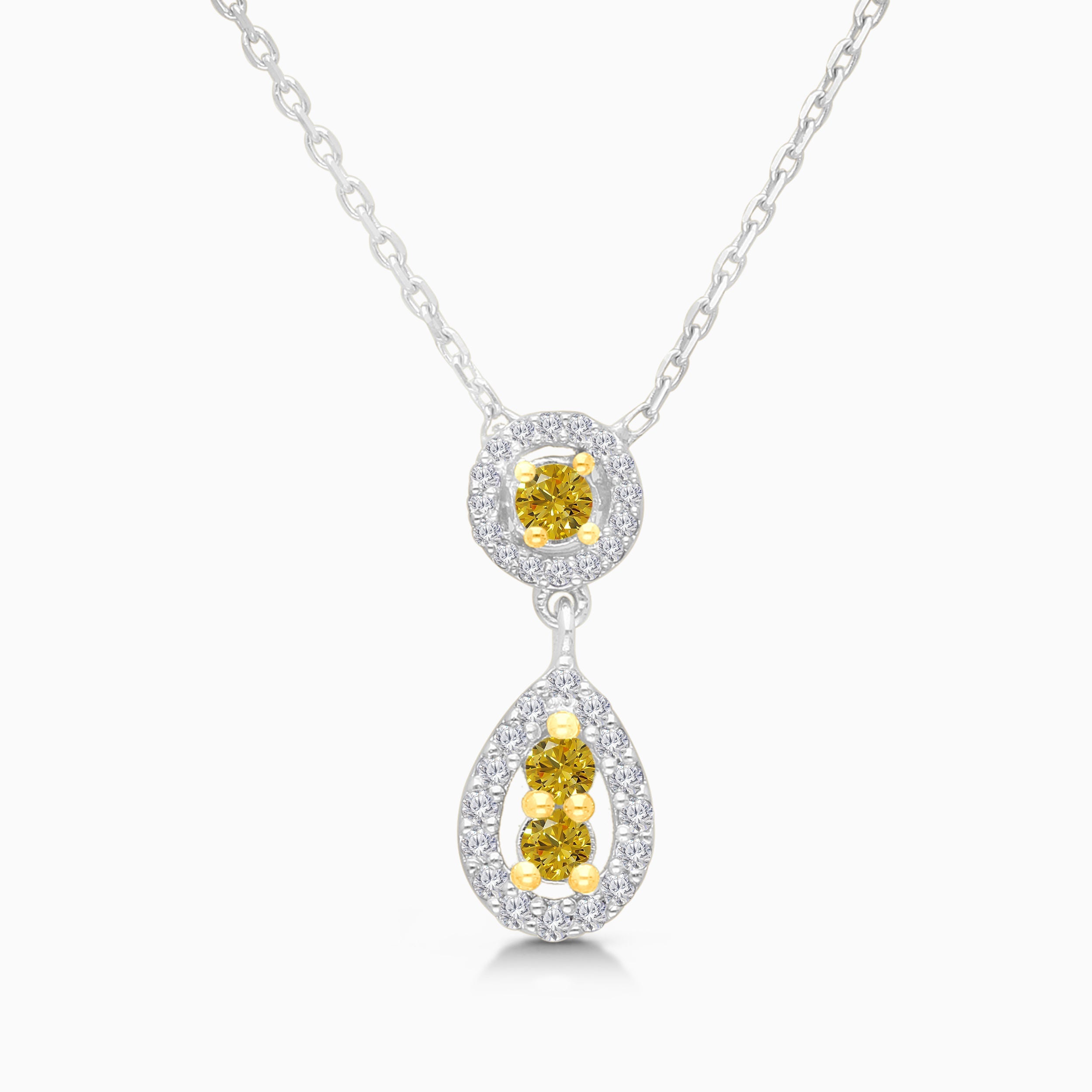 Pear Illusion Yellow & White Diamond Pendant Yellow Diamond