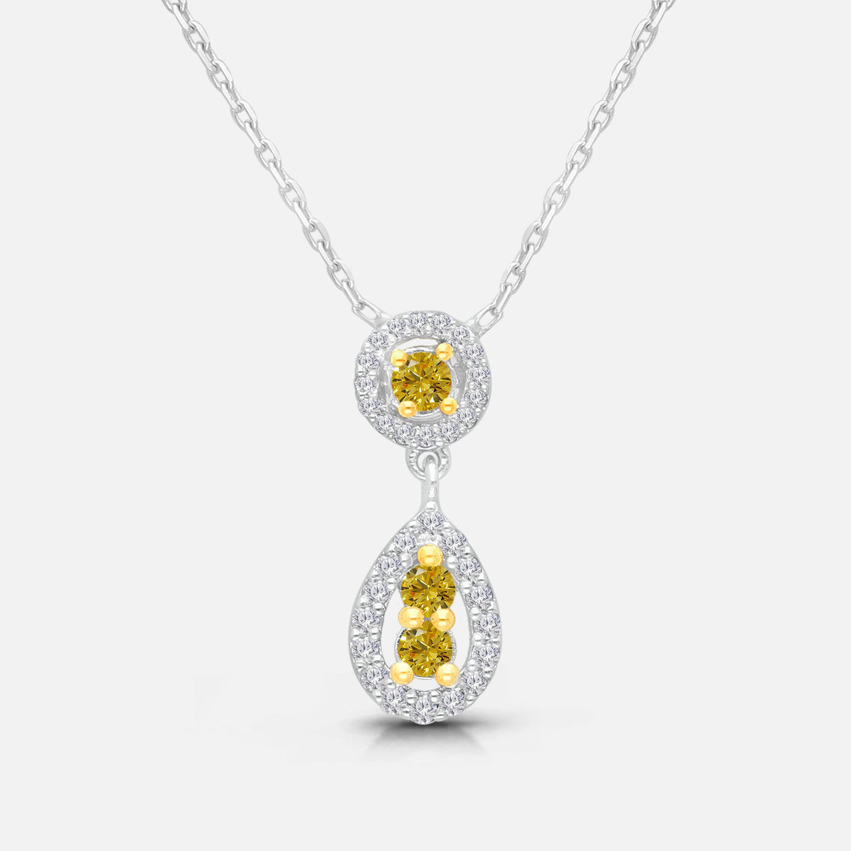 Pear Illusion Yellow & White Diamond Pendant Yellow Diamond
