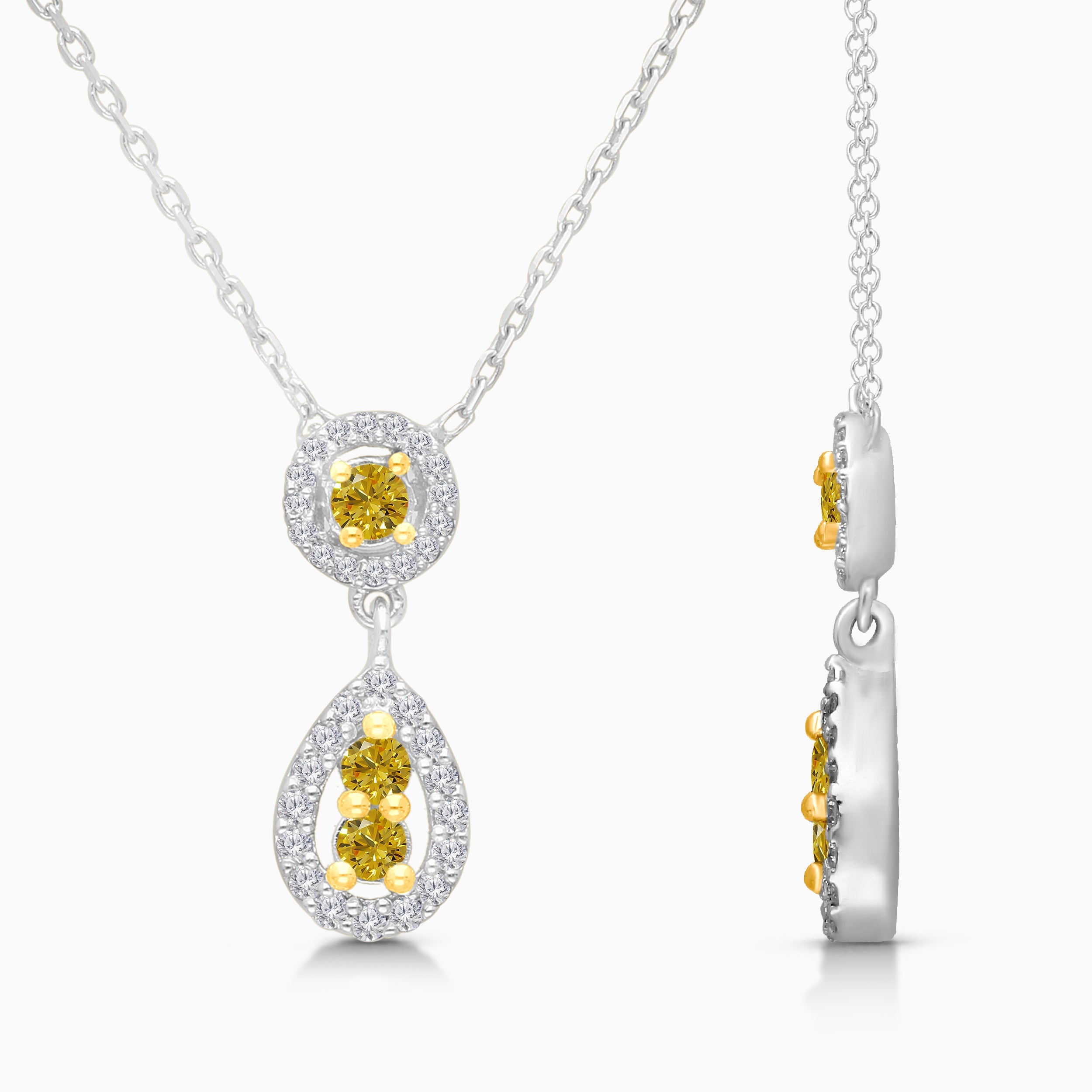 Pear Illusion Yellow & White Diamond Pendant Yellow Diamond