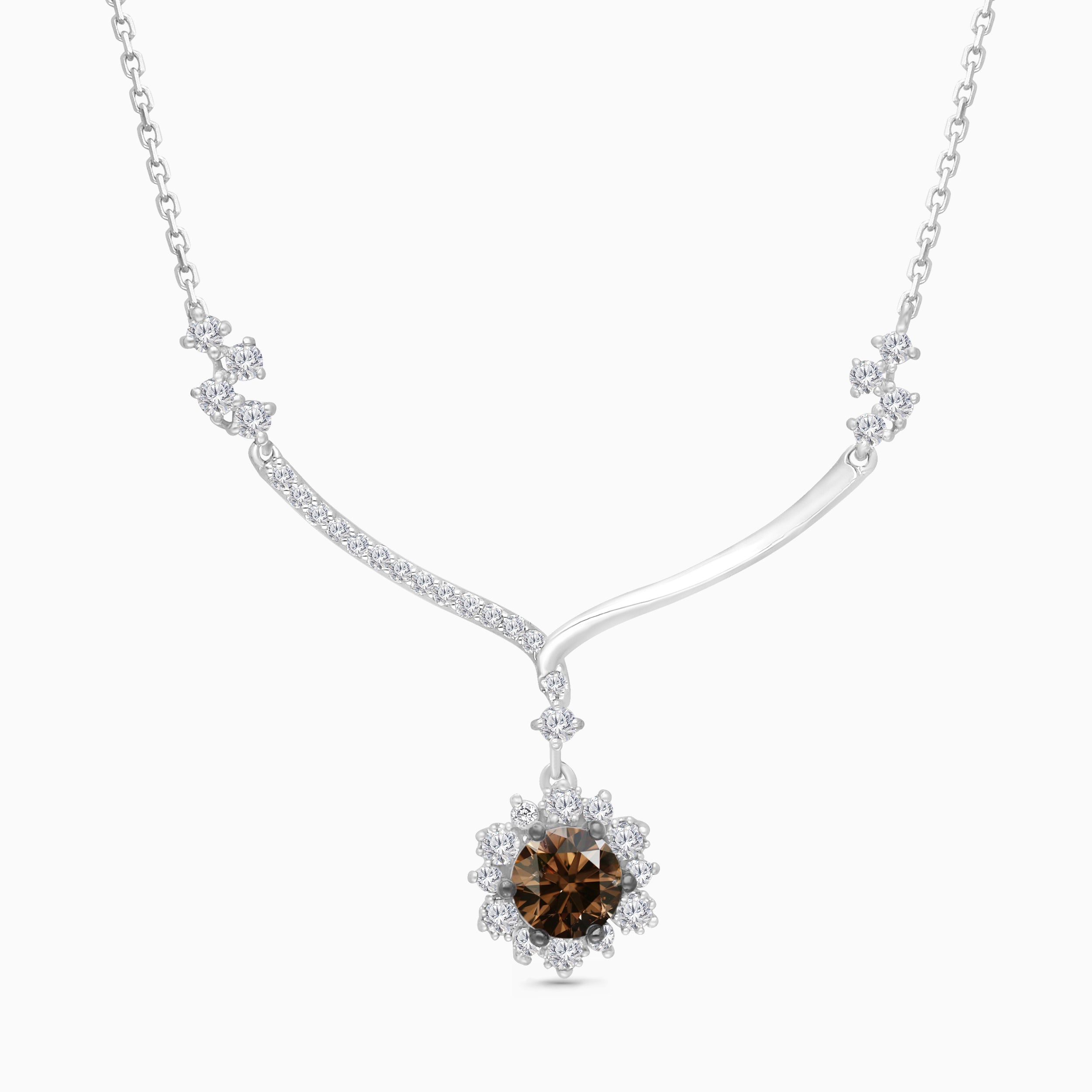 Coco and White Diamond Asymmetrical Snowflake Necklace Coco Diamonds