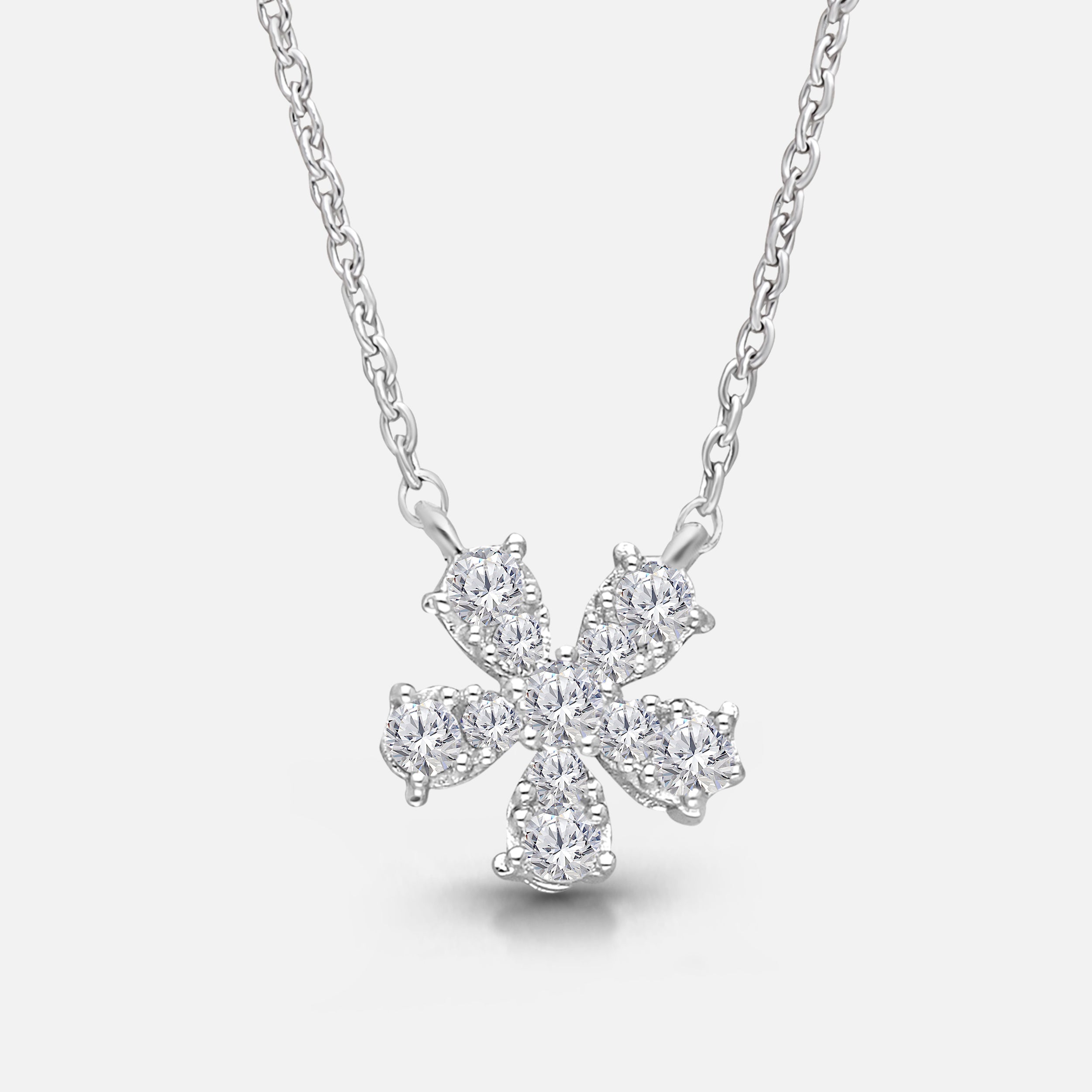 Diamond Flower Pendant White Diamond