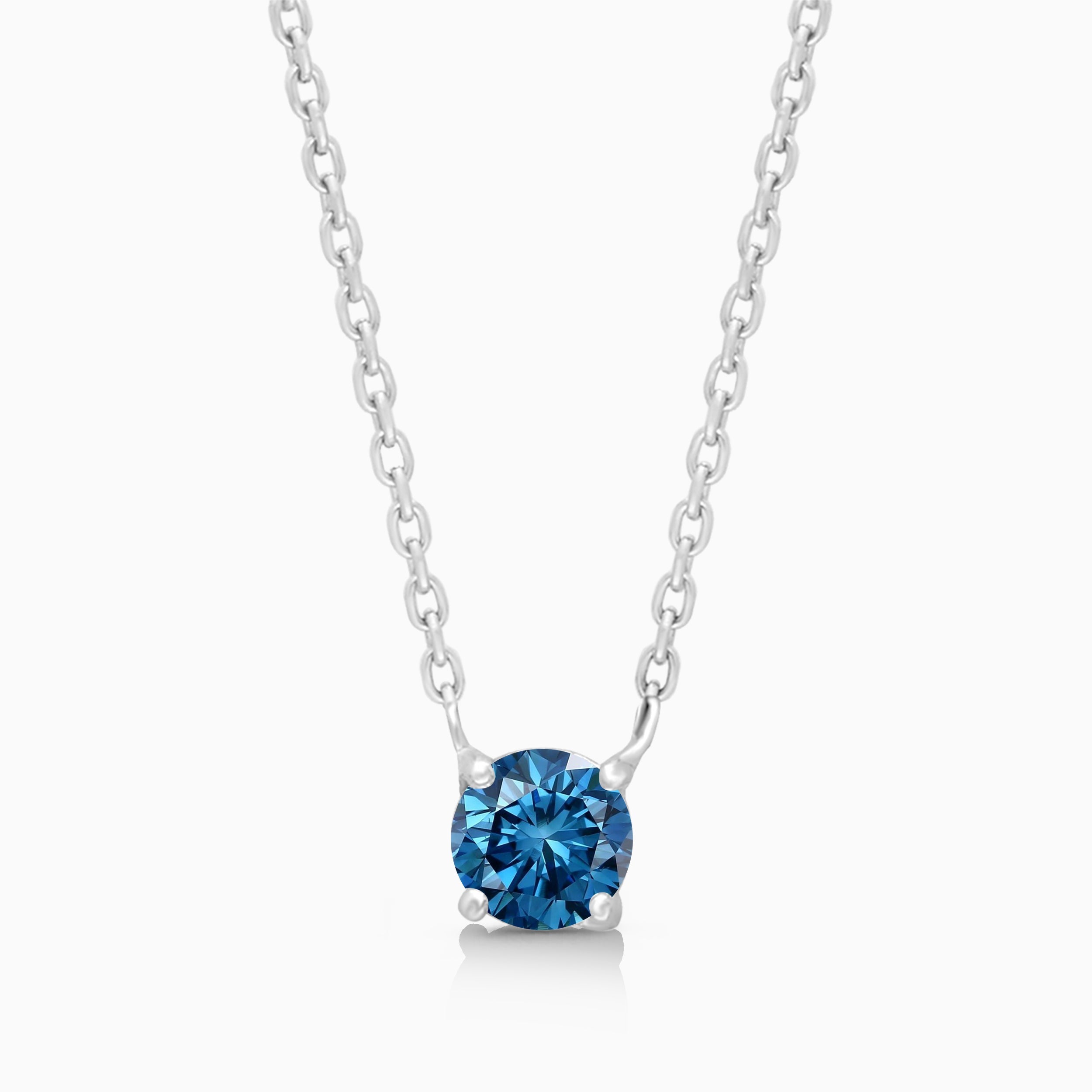White Gold Blue Diamond Necklace BLUE TOPAZ