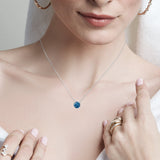 White Gold Blue Diamond Necklace BLUE TOPAZ