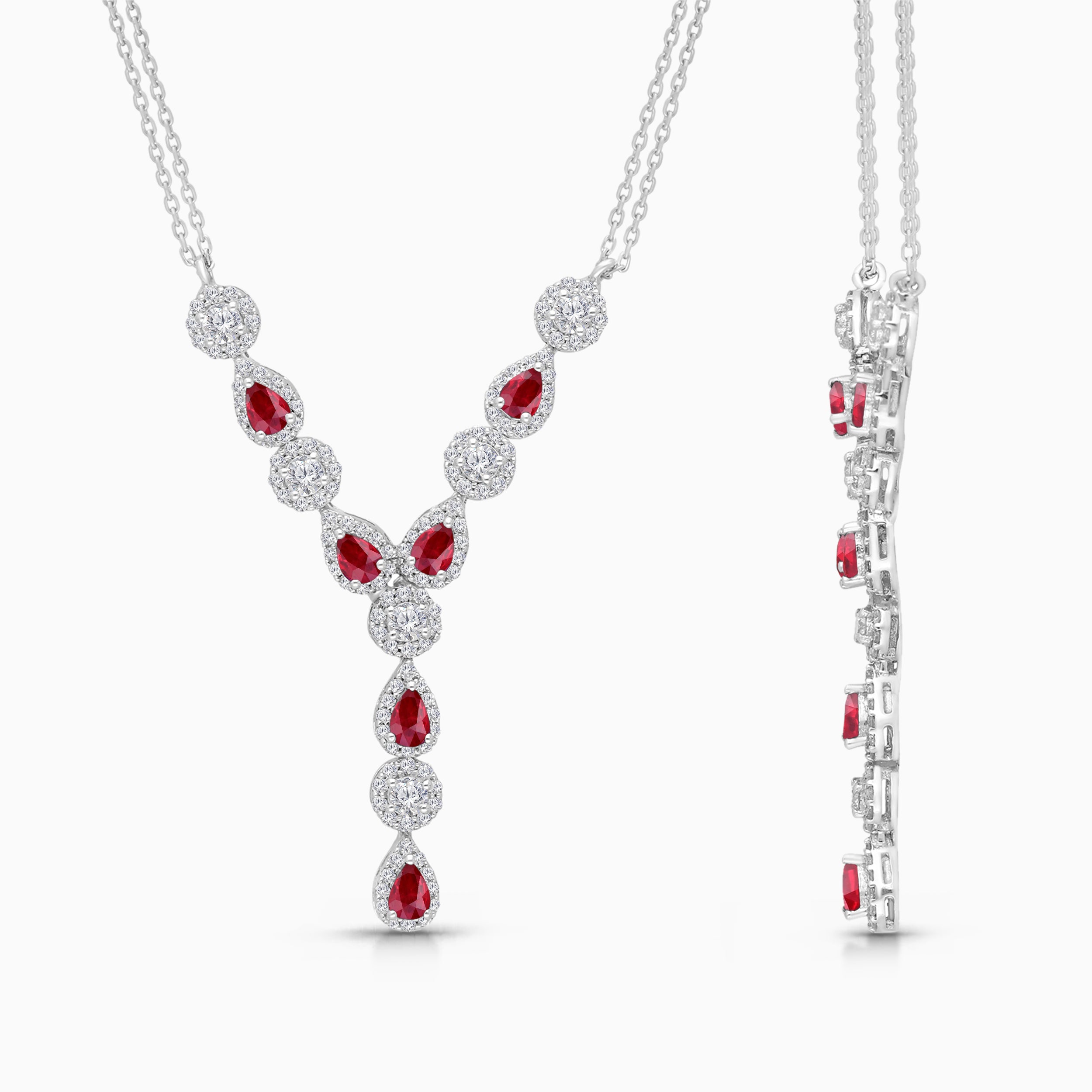 Ruby and Diamond Lariat Necklace