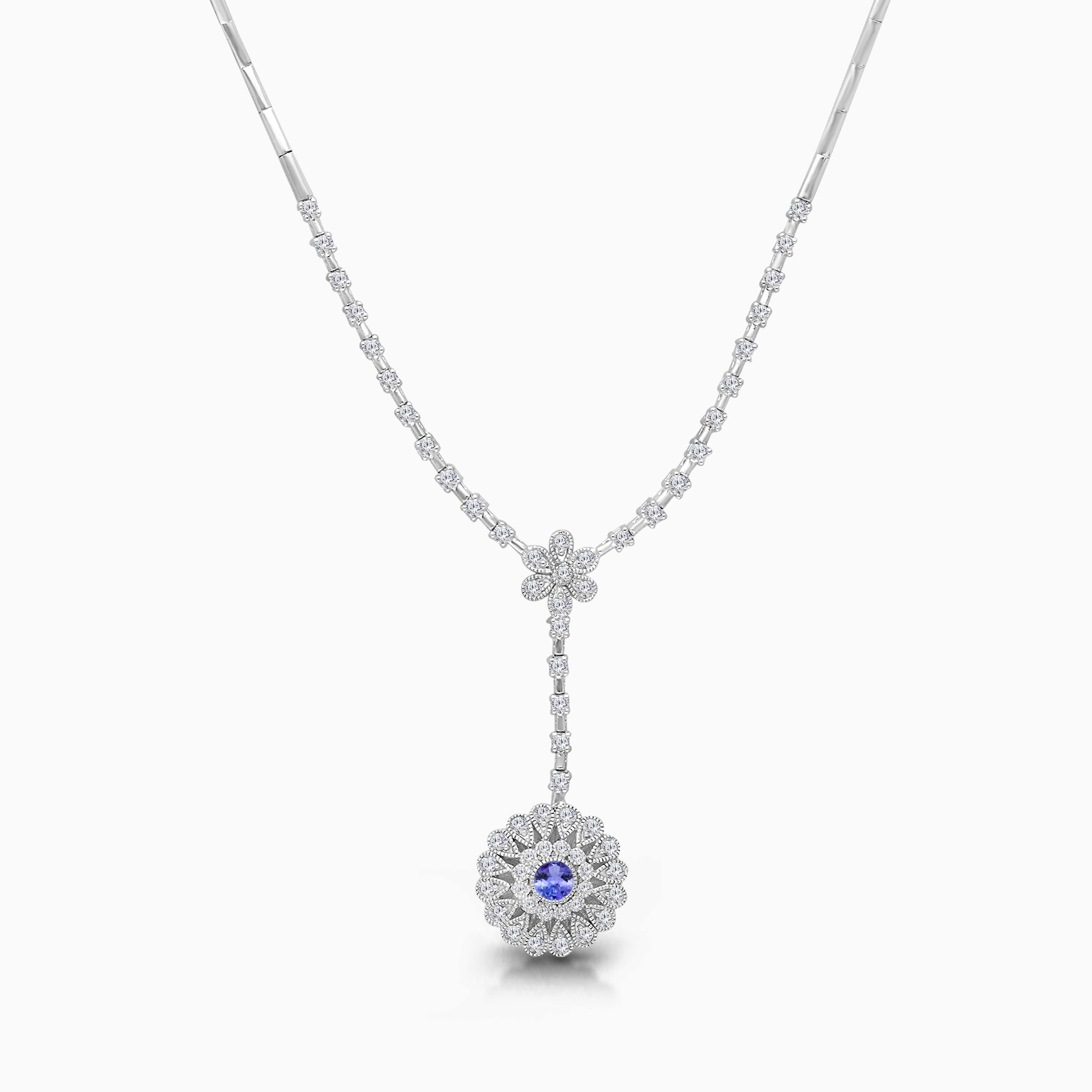Floral Tanzanite Tennis Necklace Tanzanite