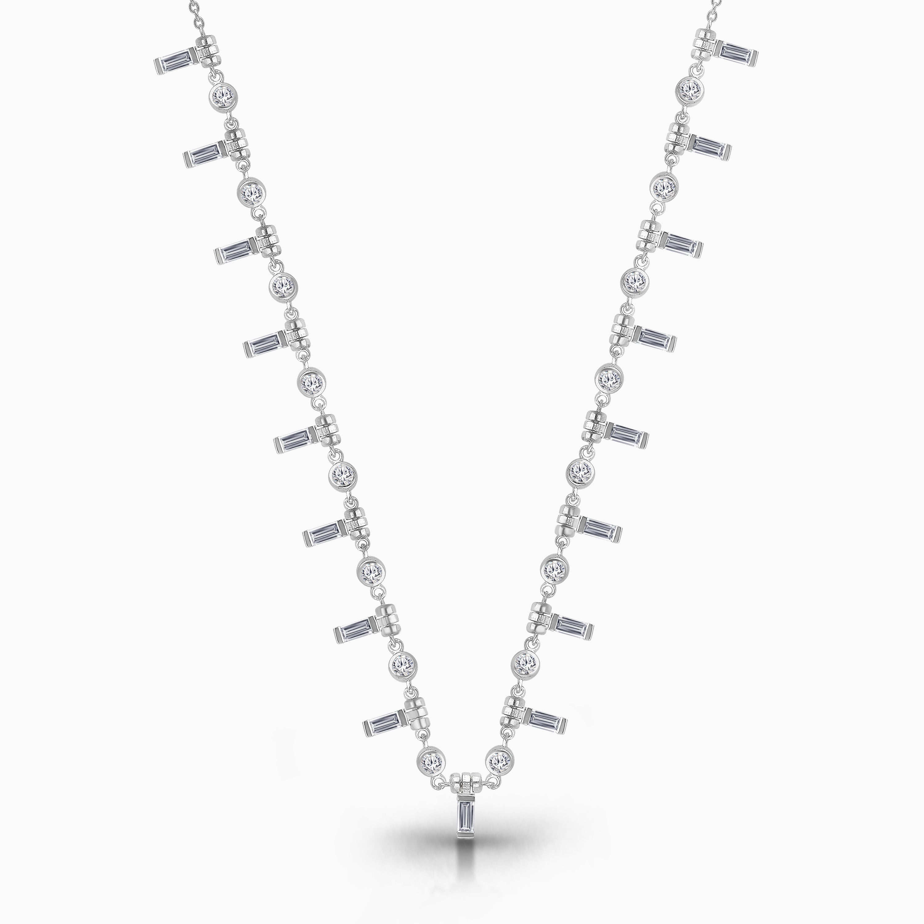 Petite Baguette Diamond Tennis Necklace