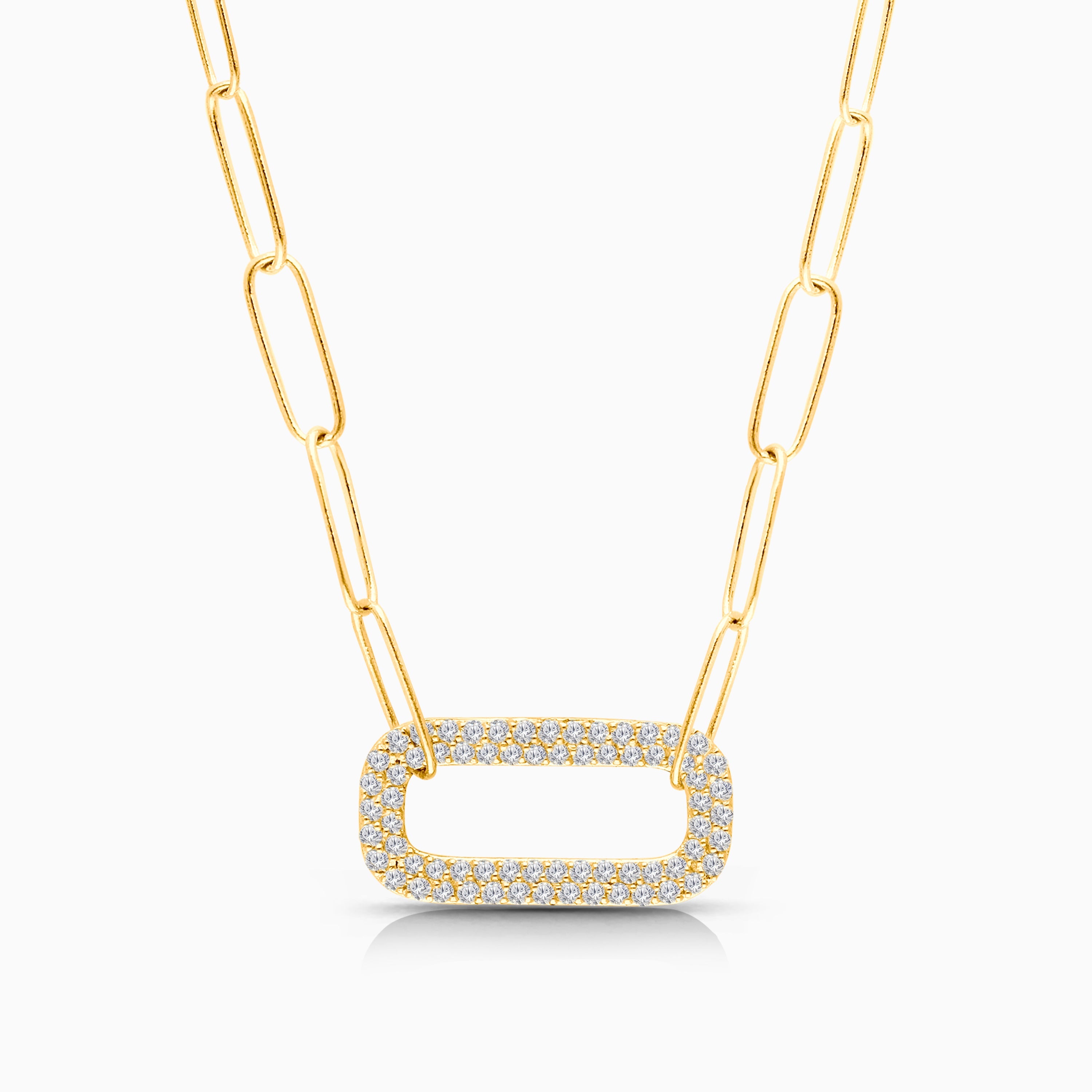 White Diamond Open Link Chain Necklace