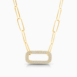 White Diamond Open Link Chain Necklace
