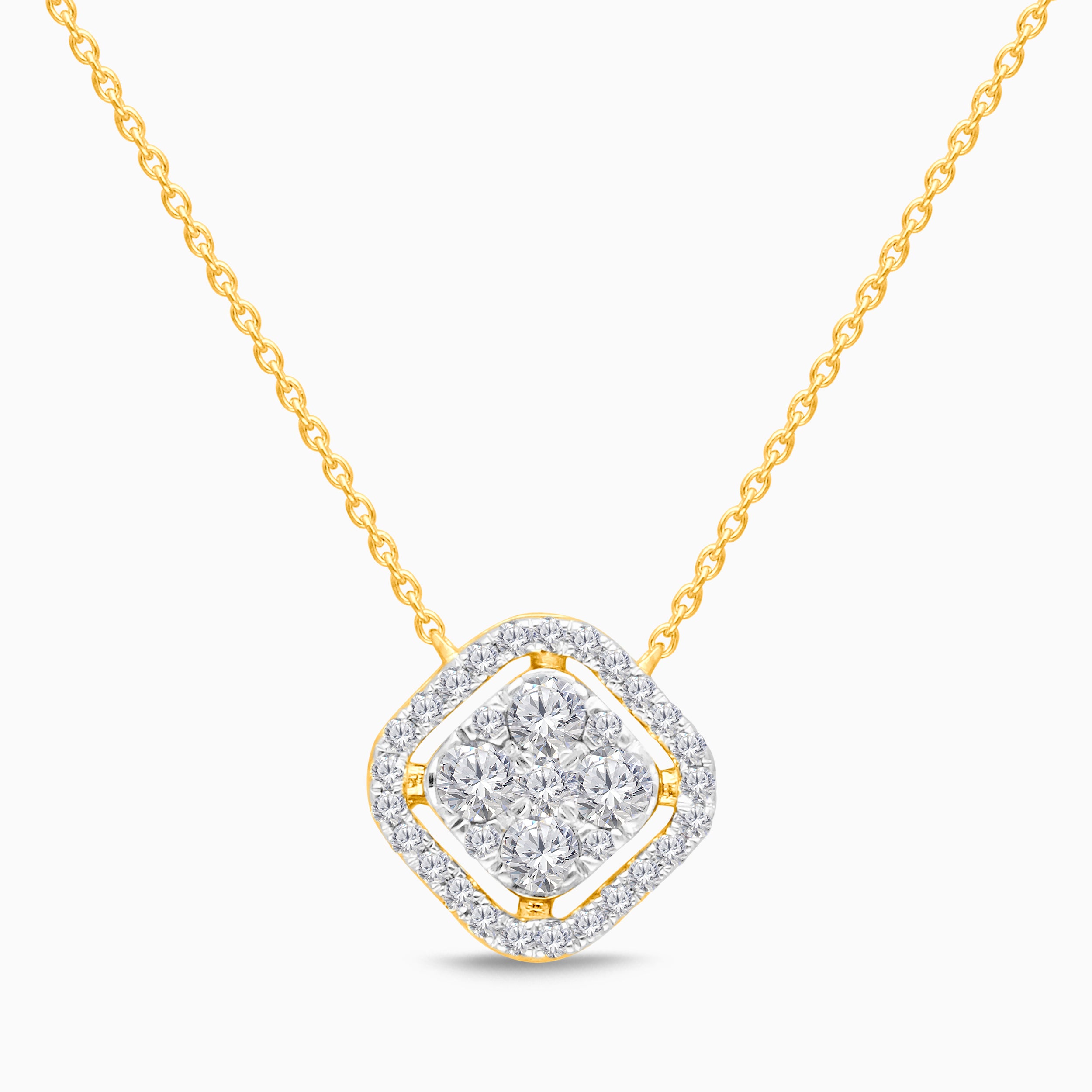 Bold Pave Diamond Halo Mosaic Necklace