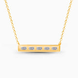 White Diamond Baguette Bar Necklace