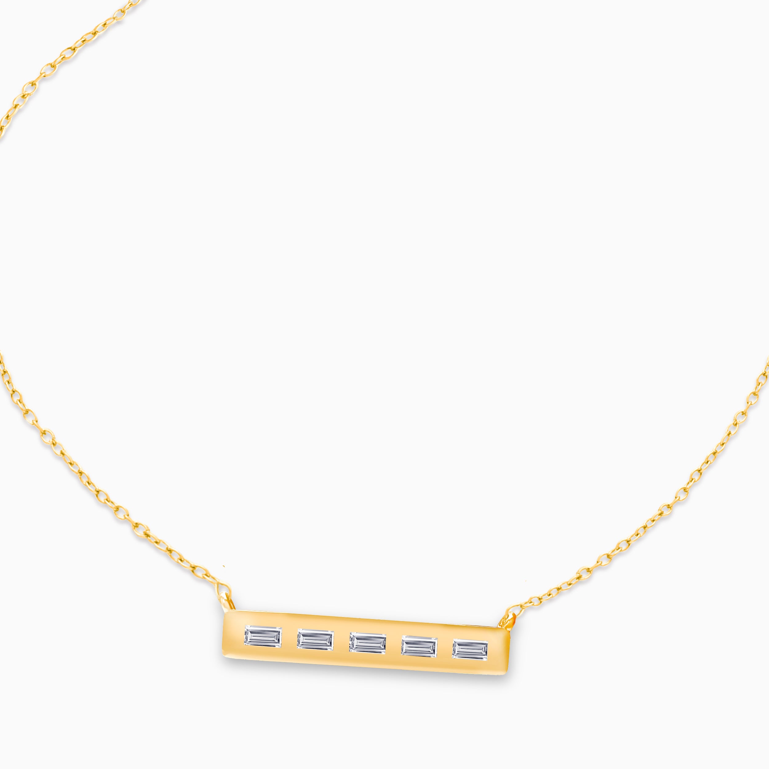 White Diamond Baguette Bar Necklace