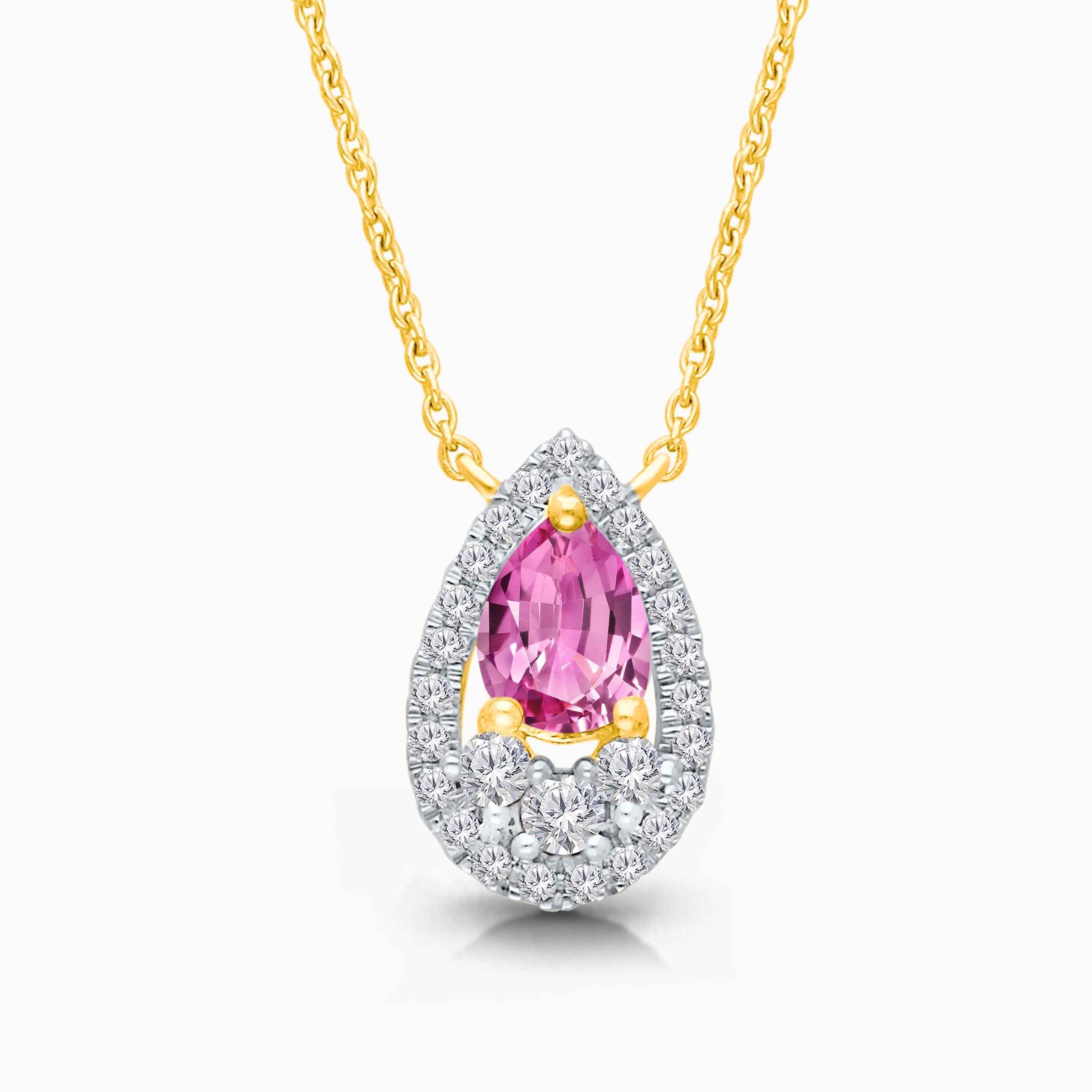 Pear Shaped Pink Sapphire and Diamond Pendant Pink Sapphire