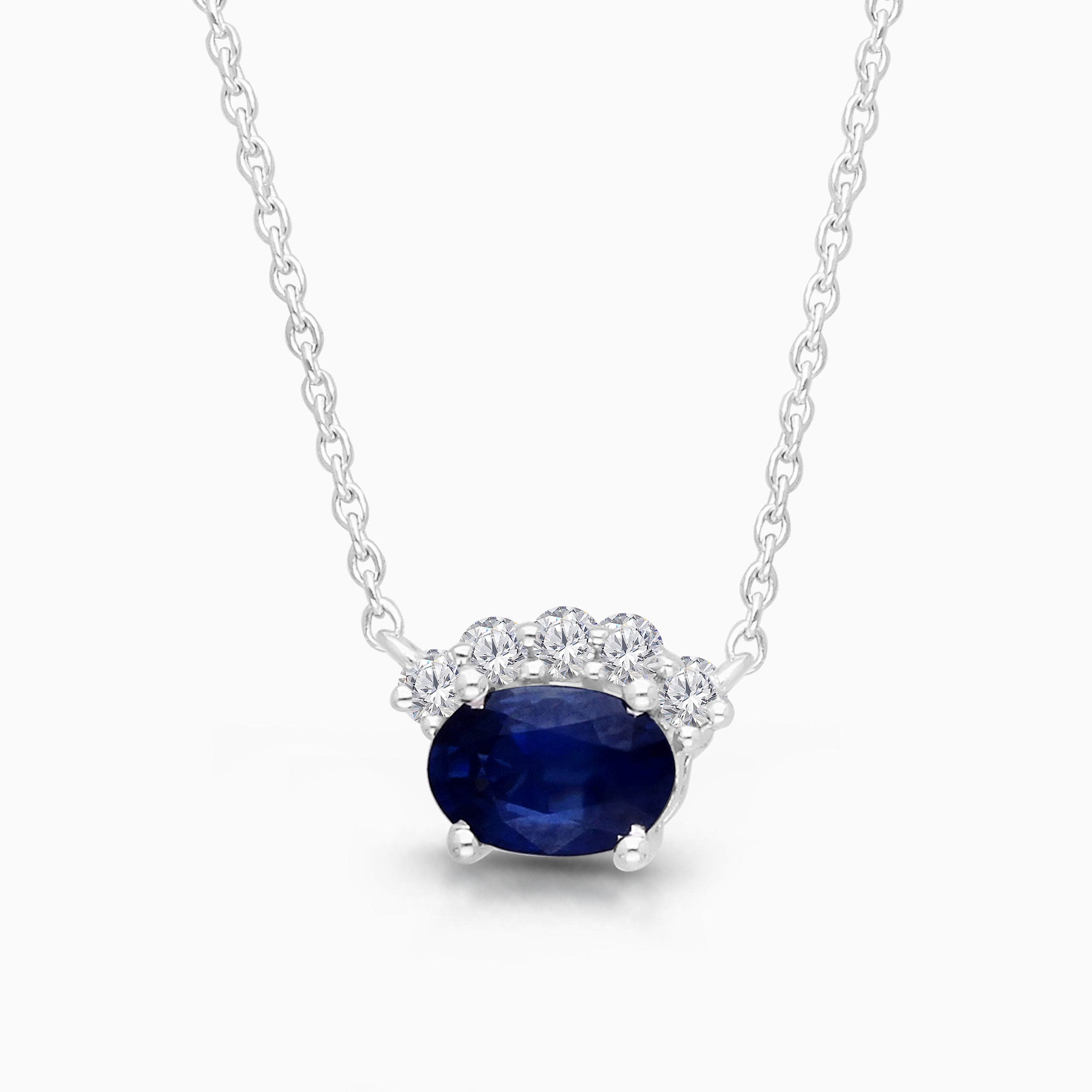 Crown of Diamonds Blue Sapphire Pendant
