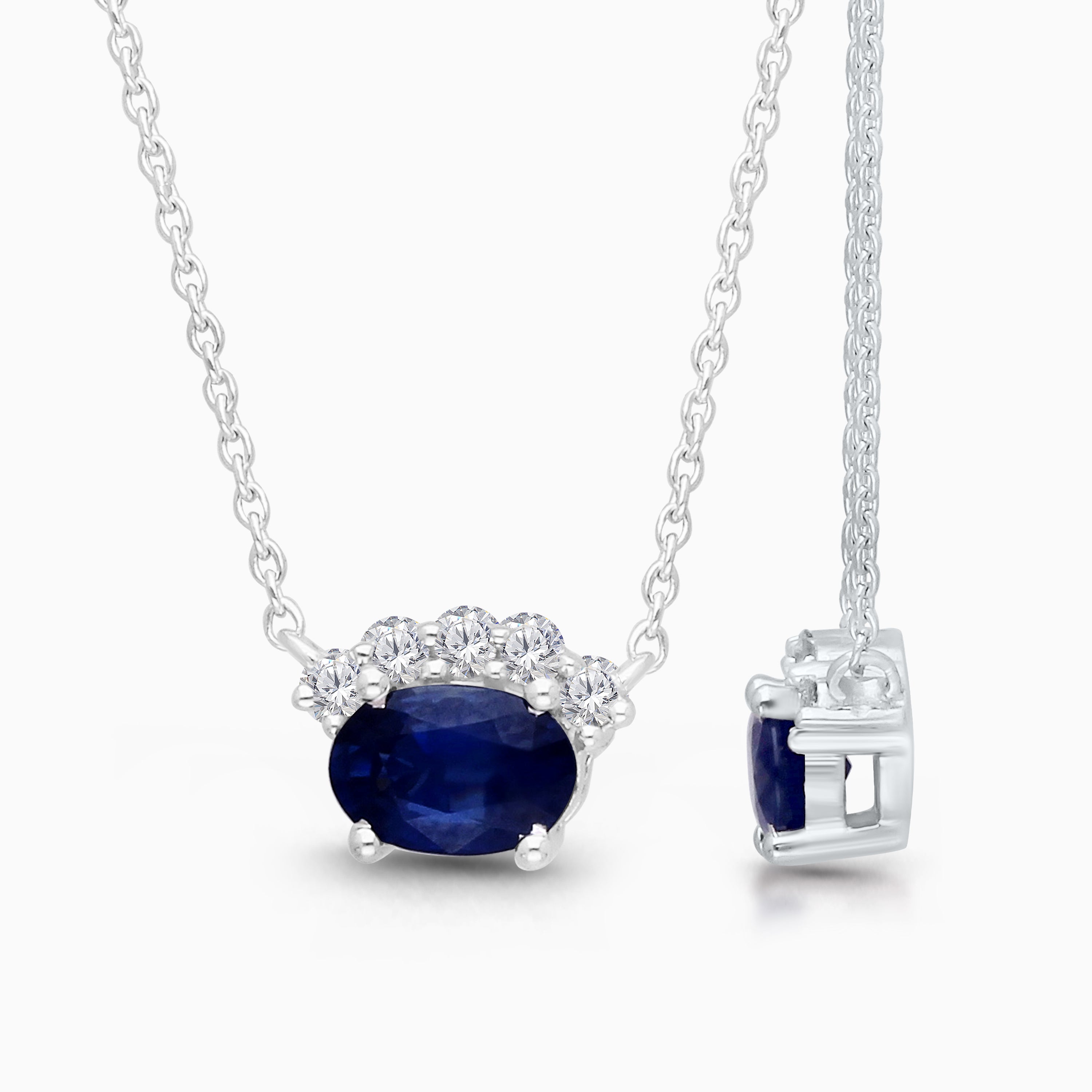 Crown of Diamonds Blue Sapphire Pendant