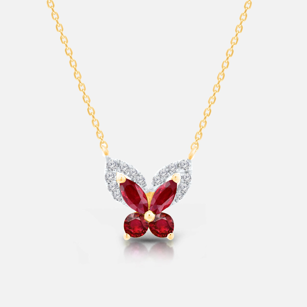 Ruby & Diamond Butterfly Pendant Ruby