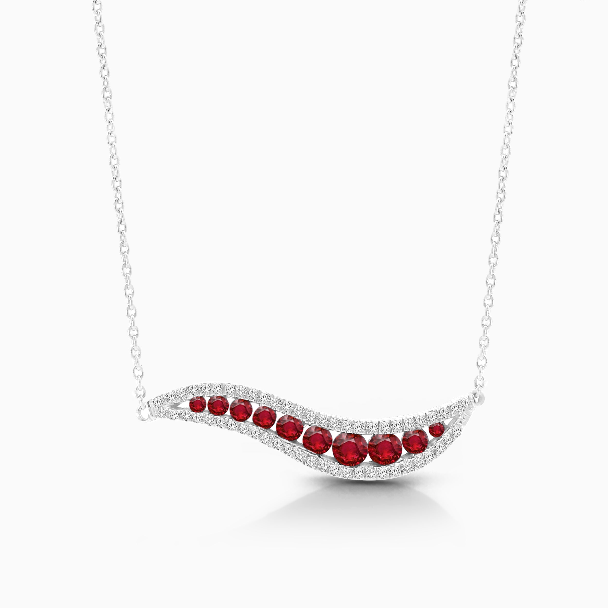 Ruby & Diamond Wave Necklace