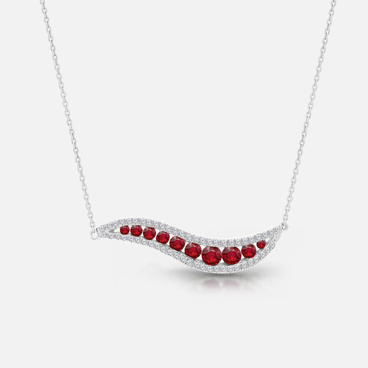 Ruby & Diamond Wave Necklace Ruby