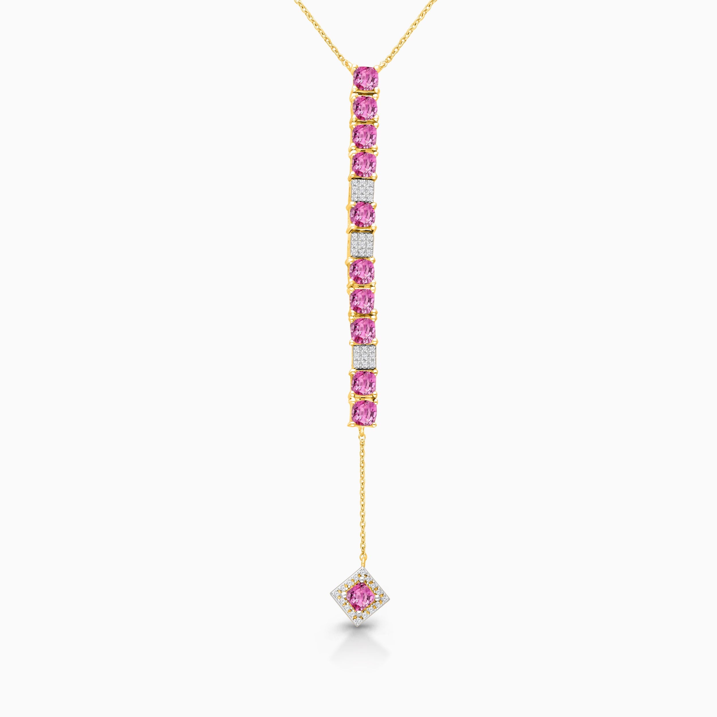 Pink Sapphire and Diamond Lariat