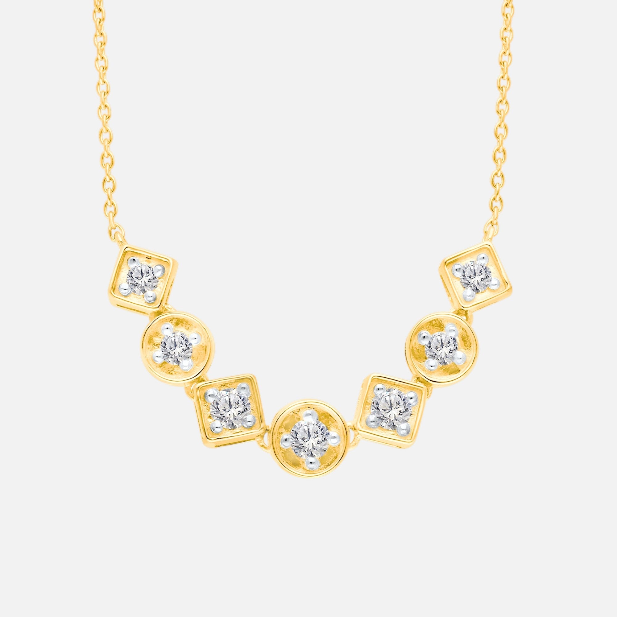 Multi Shaped Illusion Diamond Necklace BOLD GOLD