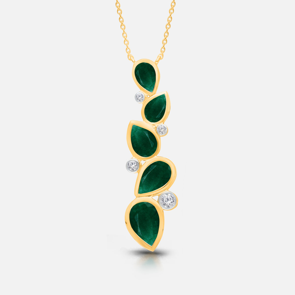 Emerald Leaves Diamond Necklace Emerald