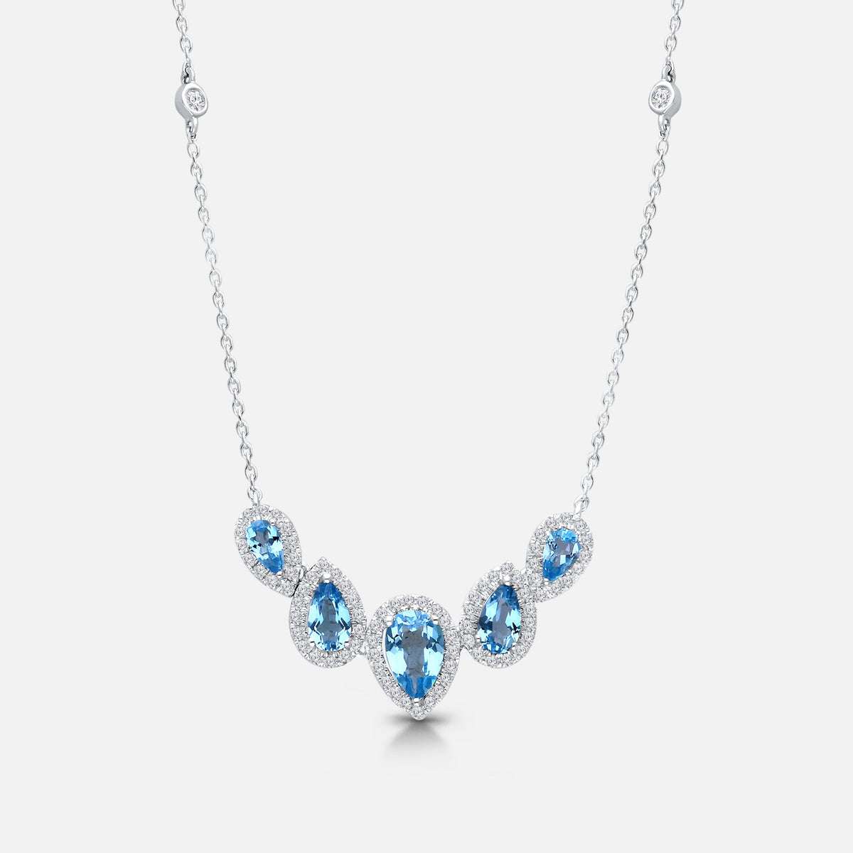 Diamond Dewdrops Topaz Necklace BLUE TOPAZ