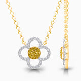 Yellow & White Diamond Open Floral Pendant