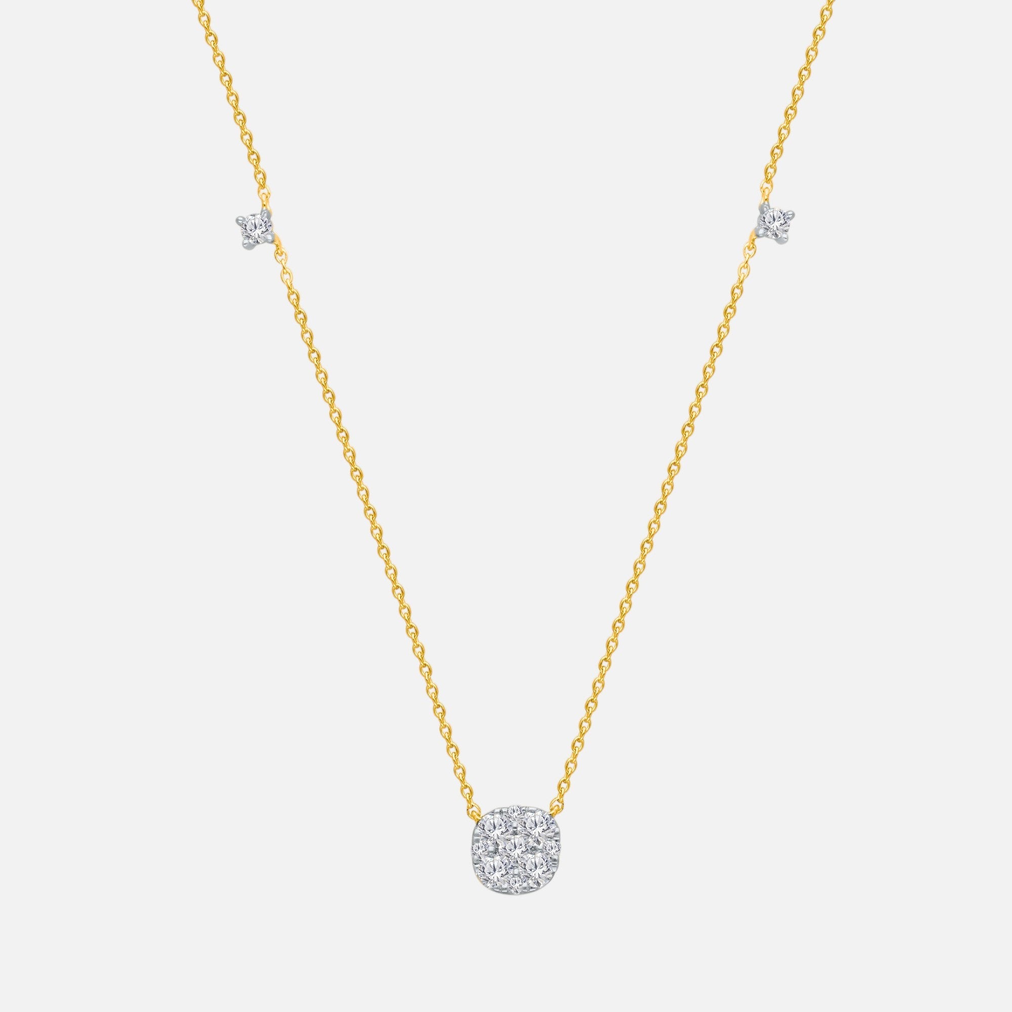 Mosaic Cushion Cut Diamond Necklace White Diamond