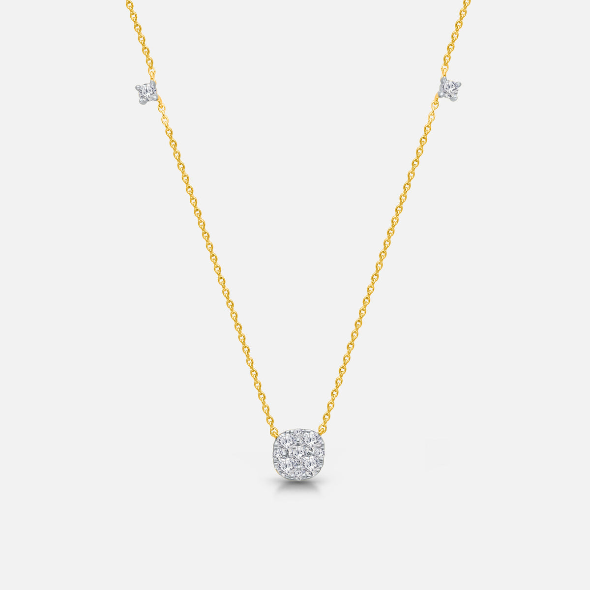 Mosaic Cushion Cut Diamond Necklace White Diamond