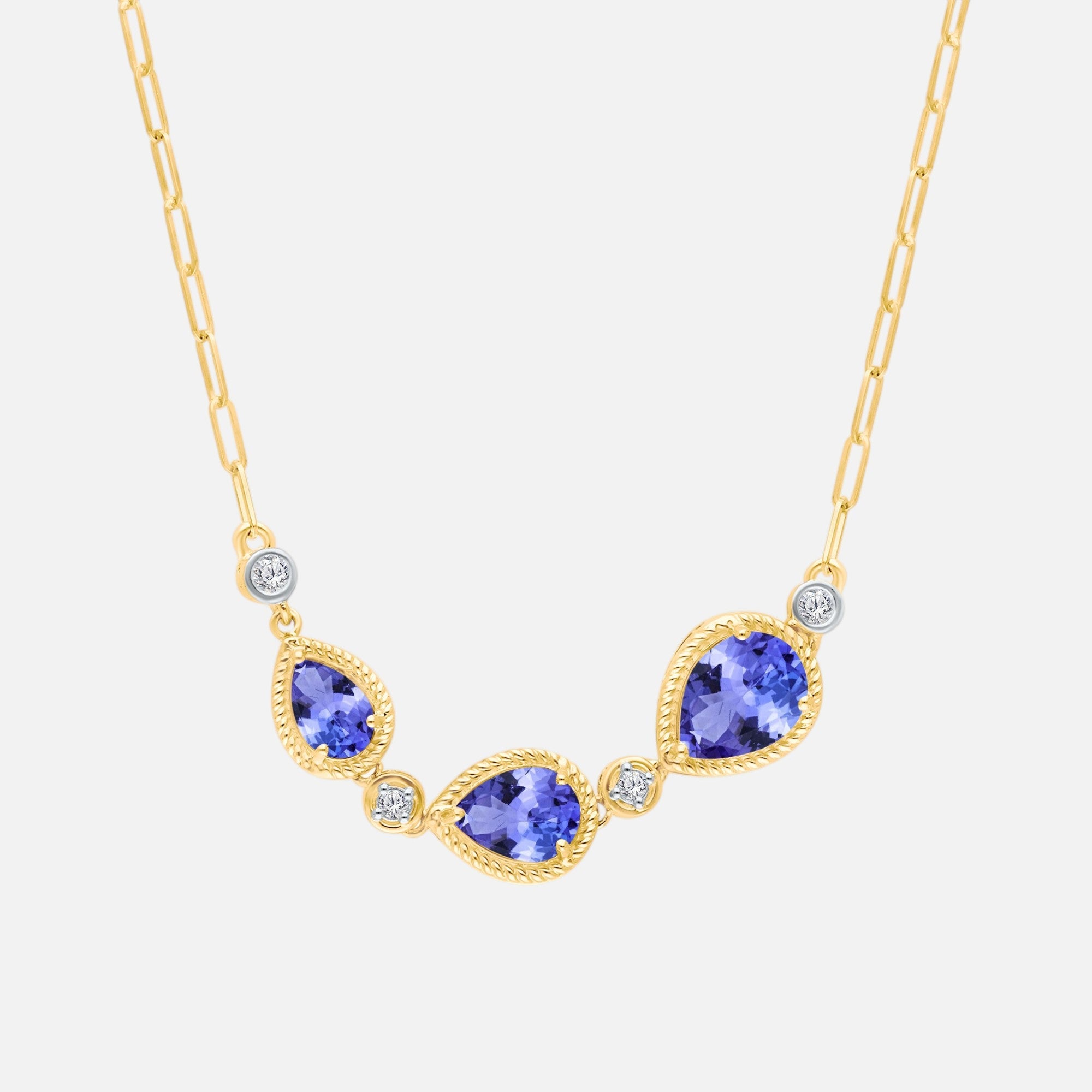 Tanzanite Reverse Tear Drop Chain Necklace Tanzanite