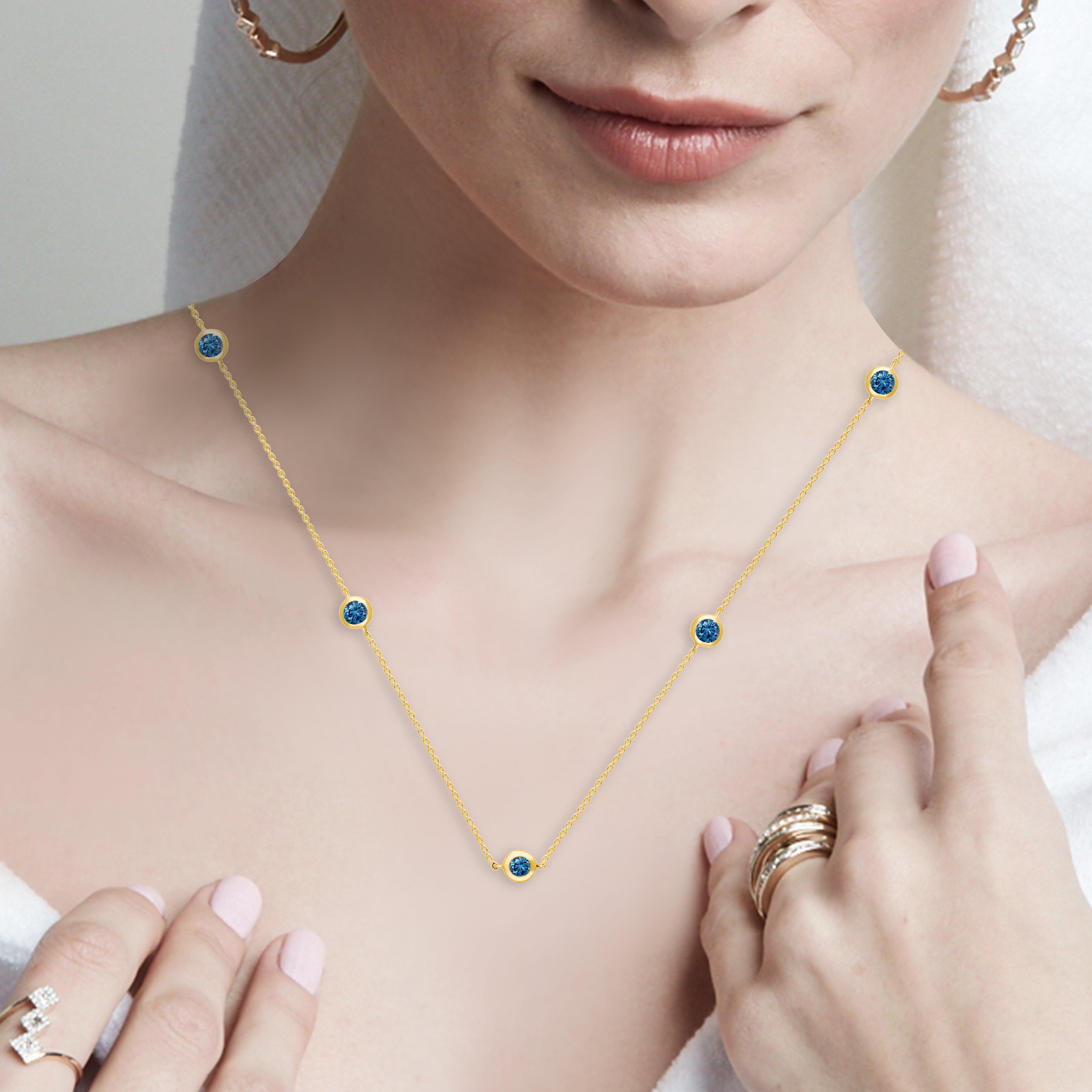 Bubble Blue Station Necklace