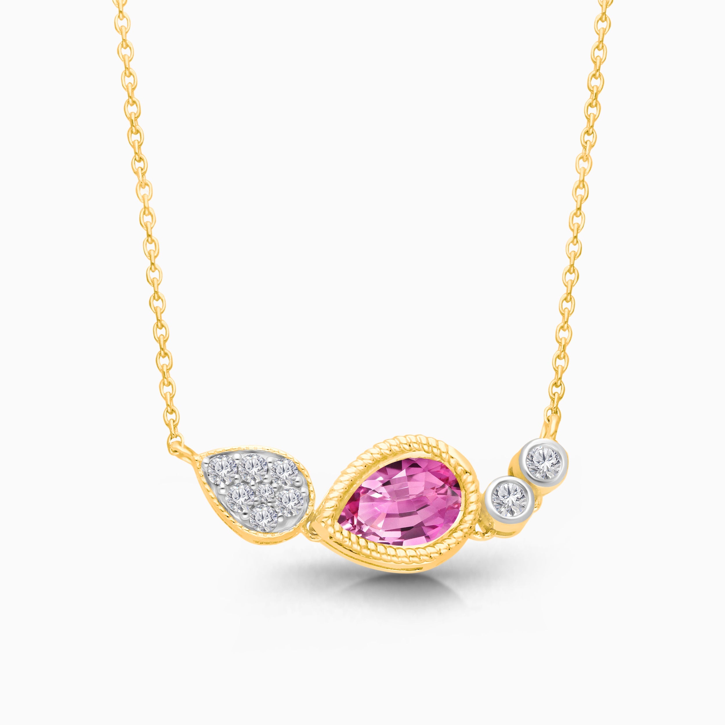 Double Diamond Pink Sapphire Pendant