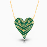 Dual Sided White Diamond & Emerald Heart Necklace