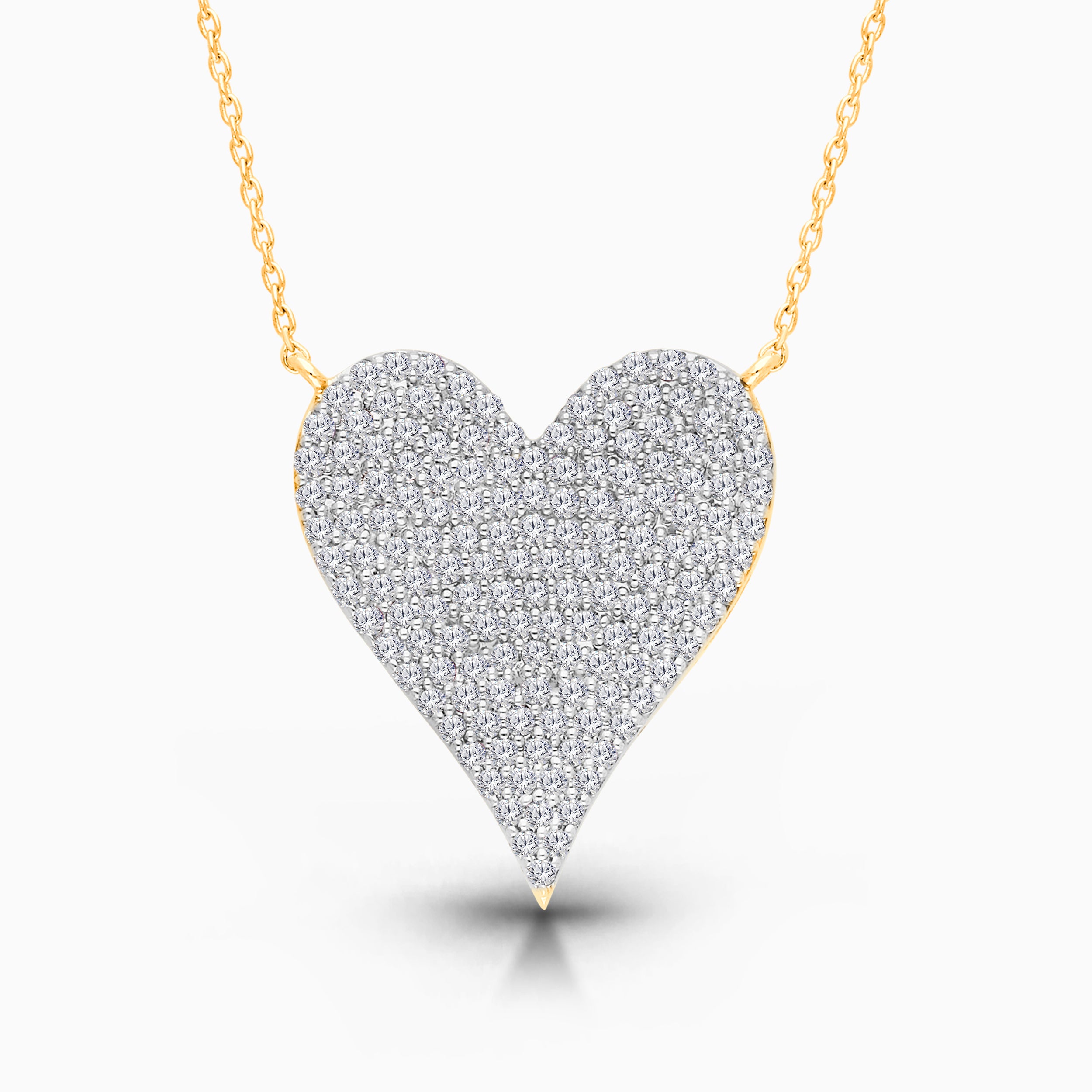 Dual Sided White Diamond & Emerald Heart Necklace