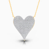 Dual Sided White Diamond & Emerald Heart Necklace