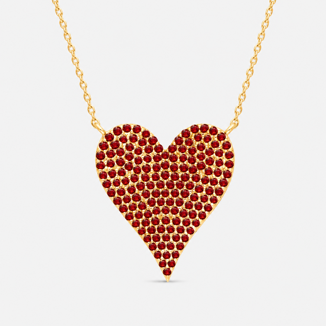 Dual Sided Ruby & Diamond Heart Necklace Ruby