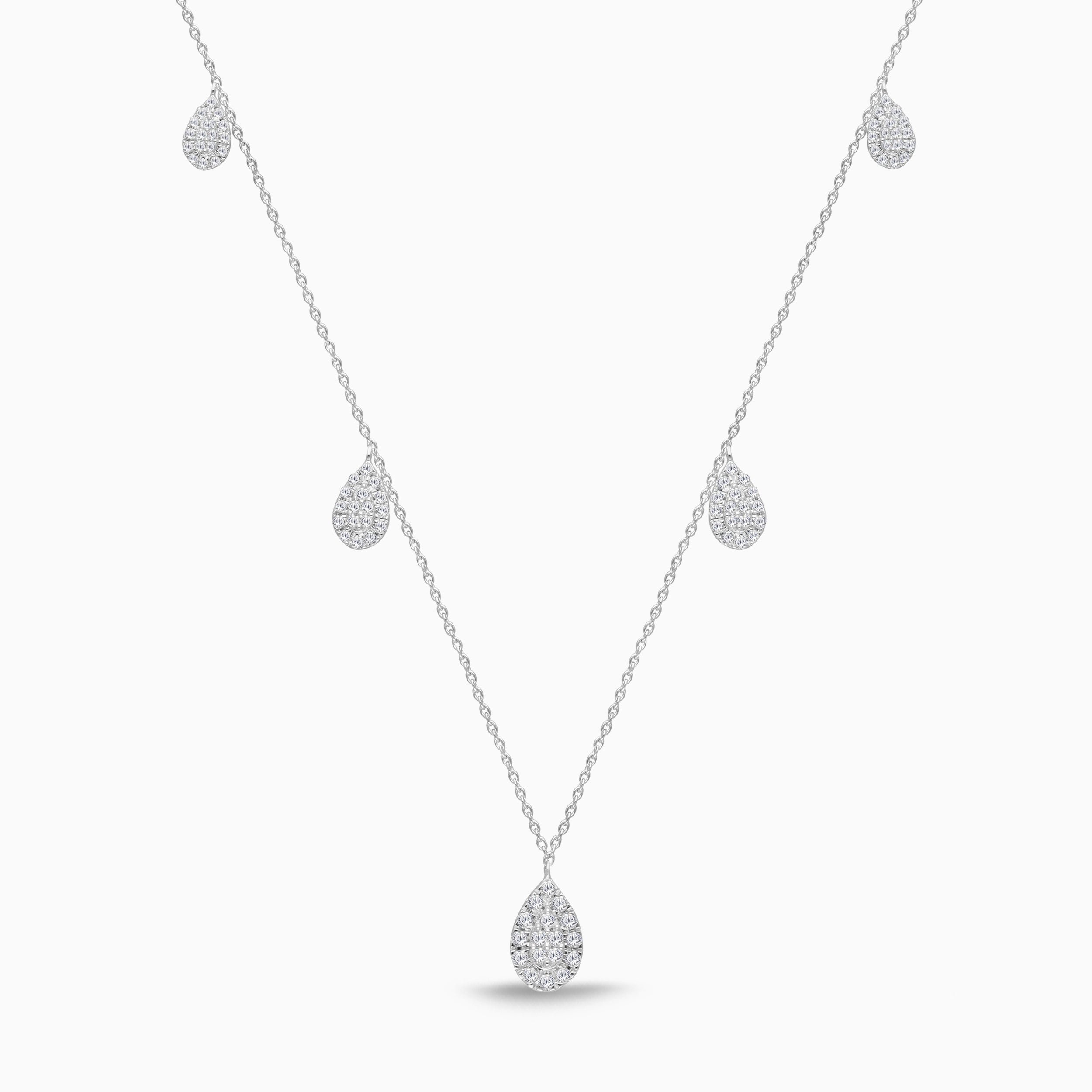 Pear Halo Diamond Charm Necklace