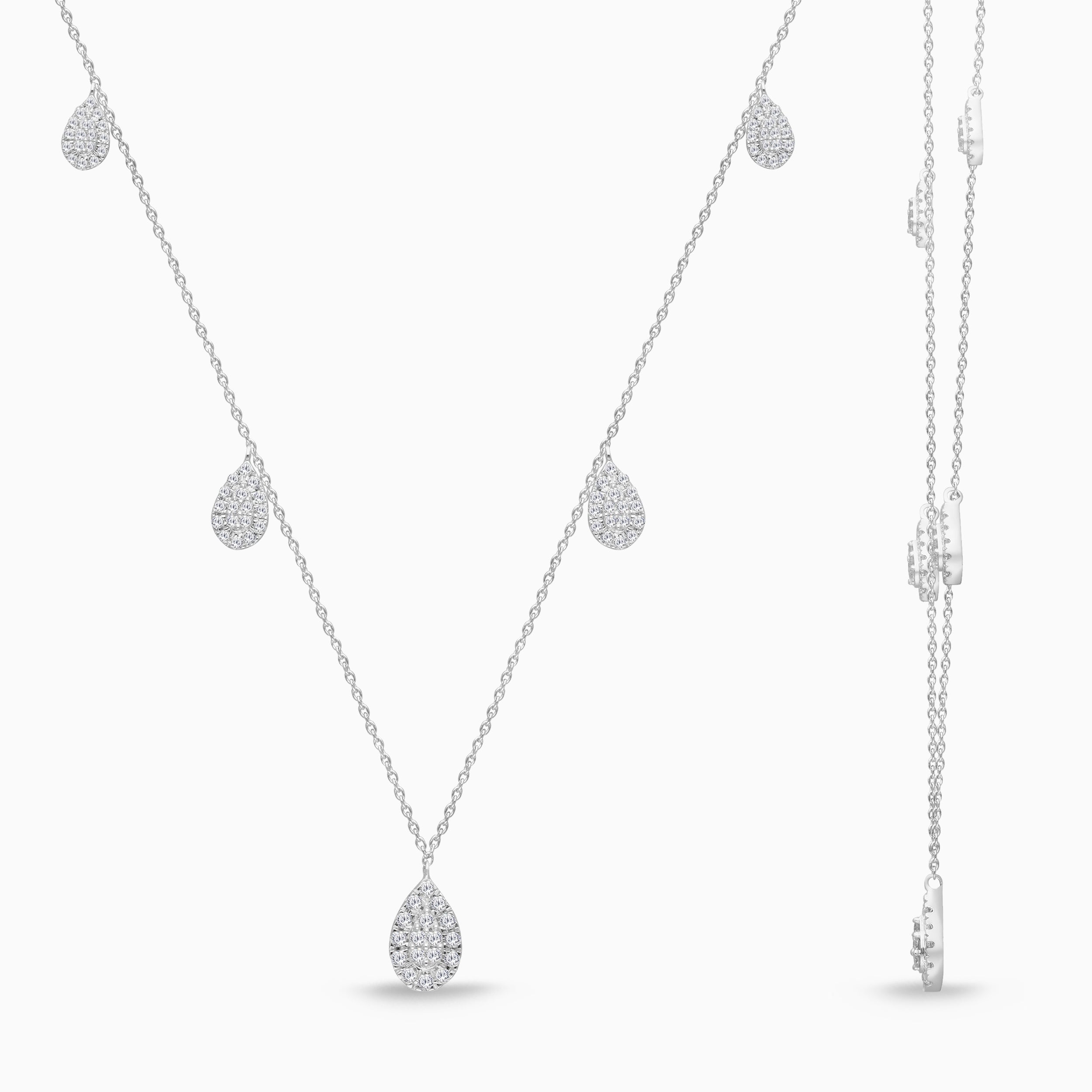 Pear Halo Diamond Charm Necklace