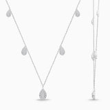 Pear Halo Diamond Charm Necklace