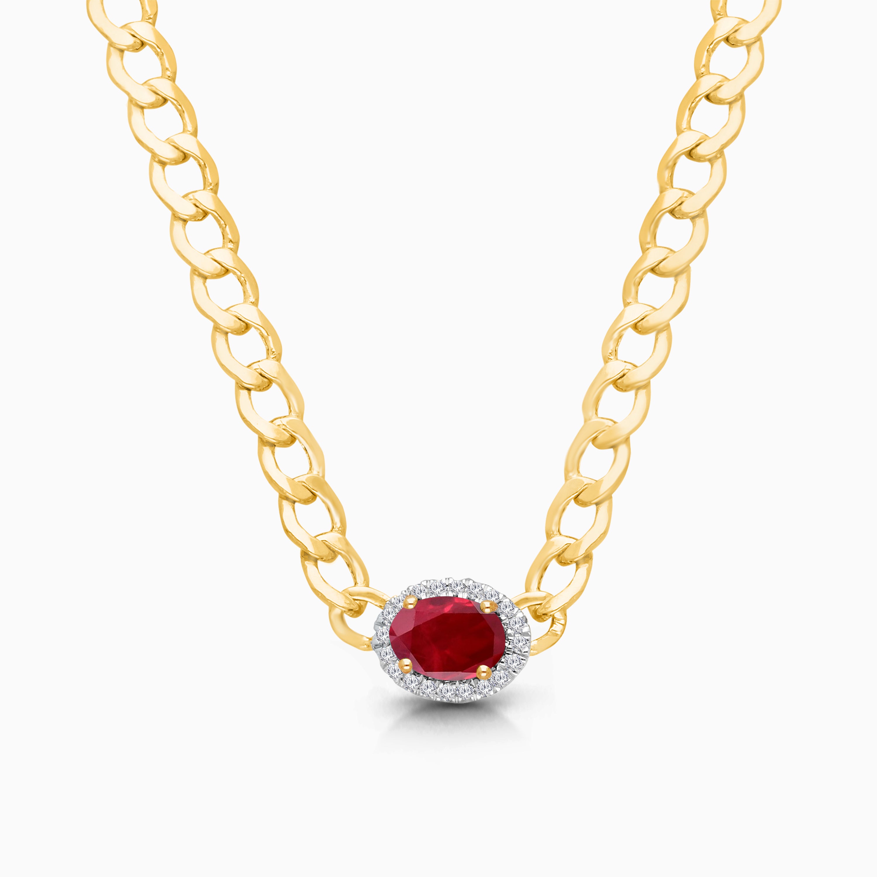 Oval Ruby Curb Necklace