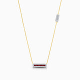Baguette Ruby & Diamond Asymmetric Necklace