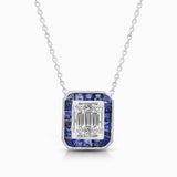 Sapphire Halo Diamond Necklace