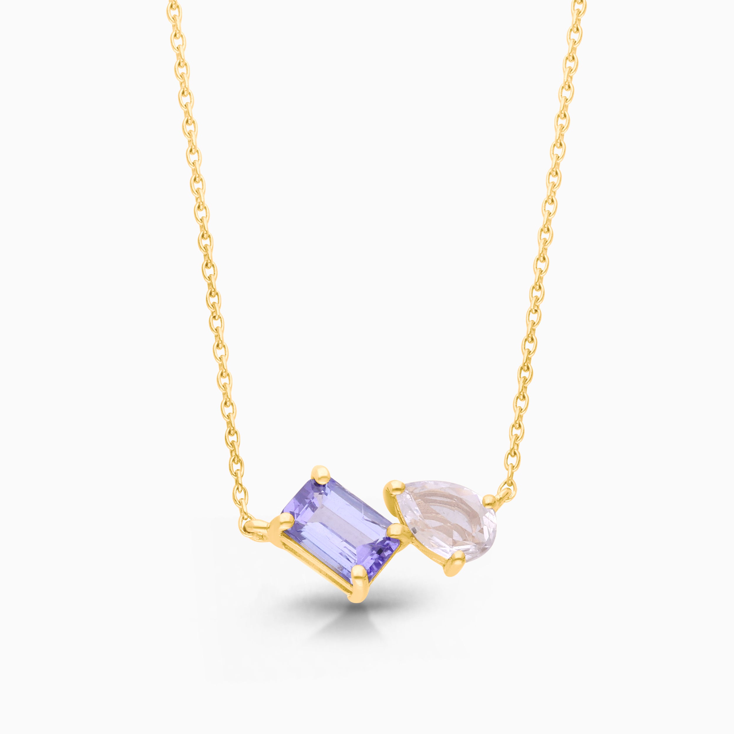 Perfect Pear White Sapphire & Tanzanite Necklace