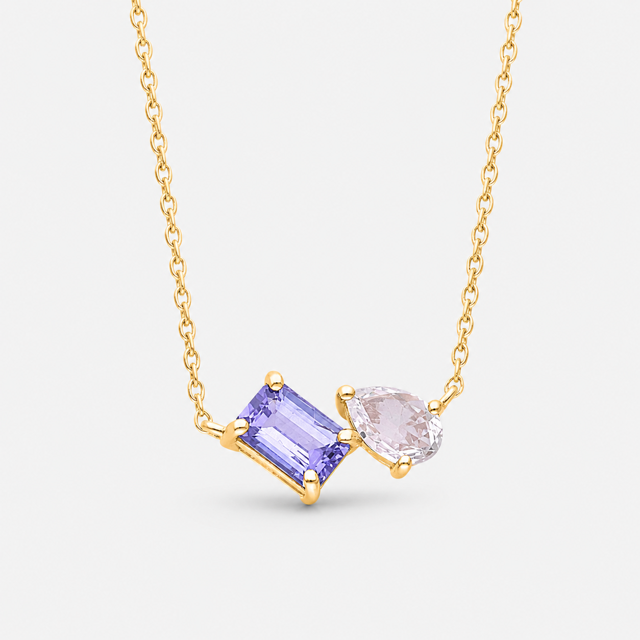 Perfect Pear White Sapphire & Tanzanite Necklace Tanzanite